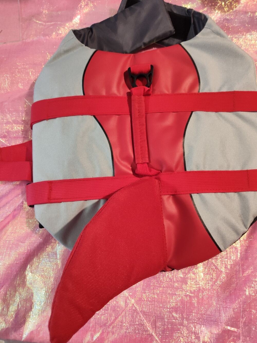 Dog Size Large Red And Gray Adjustable Life Vest, Life Jacket